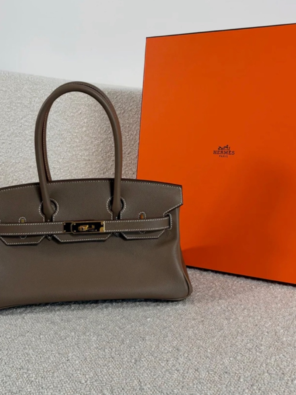 Authentic Pre-Owned Hermes Etoupe Evercolor Shoulder Birkin Light 29